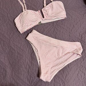 SHEIN Pink Striped Bikini Set